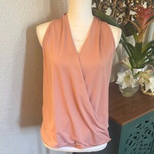 Blush pink faux wrap sleeveless v neck NWOT